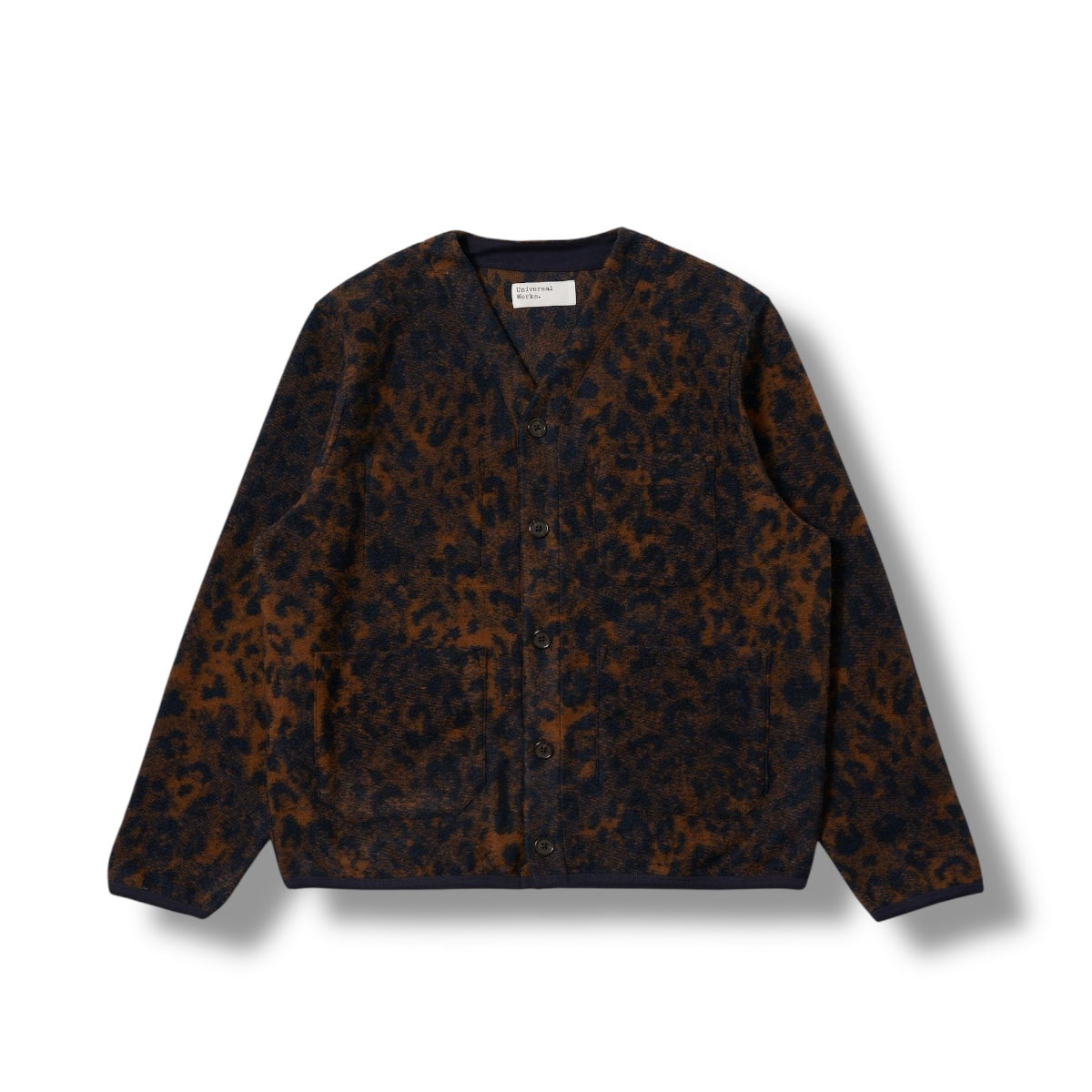 Universal Works Cardigan Night Leopard dark navy/brown