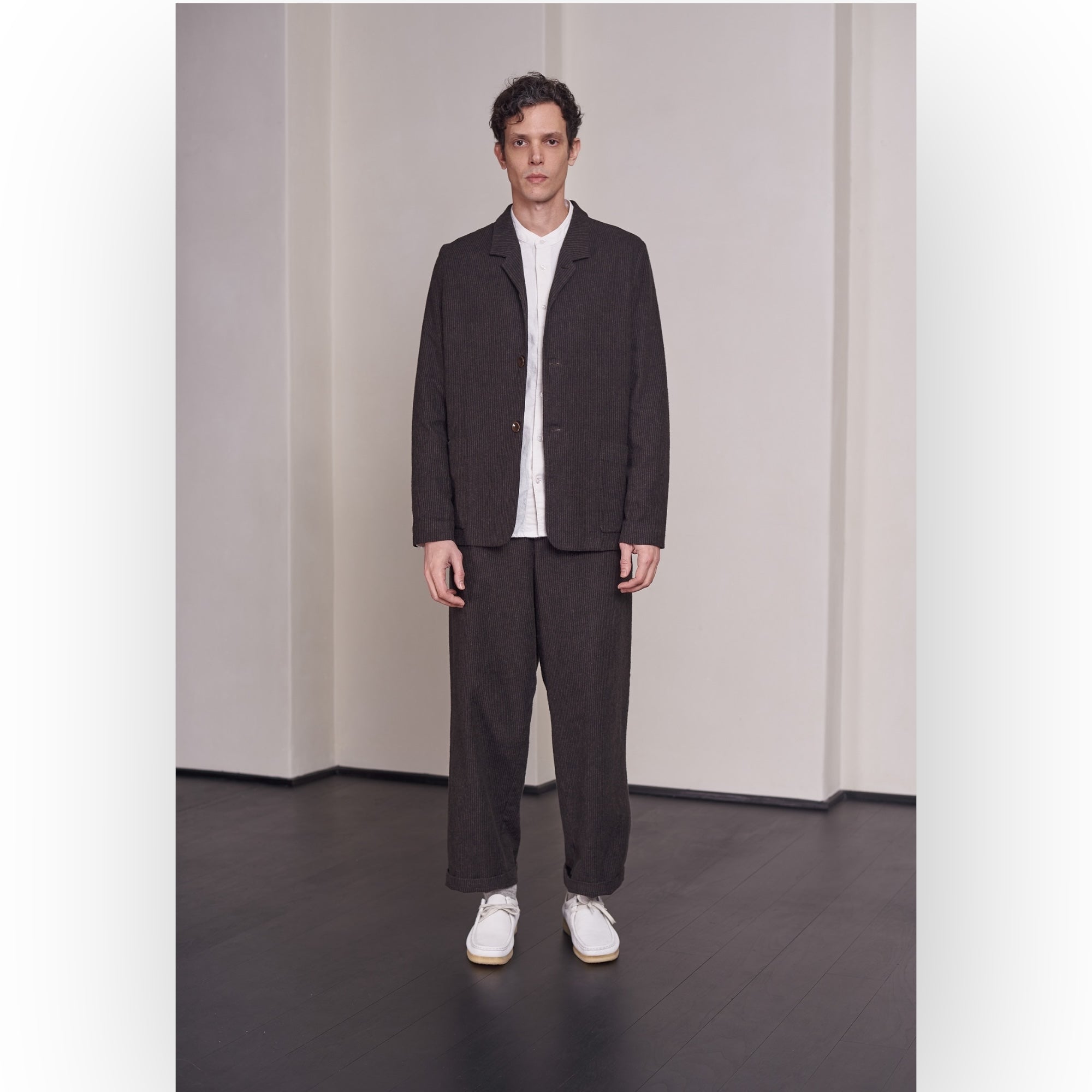 About Companions Elmar Blazer Eco Flannel striped brown