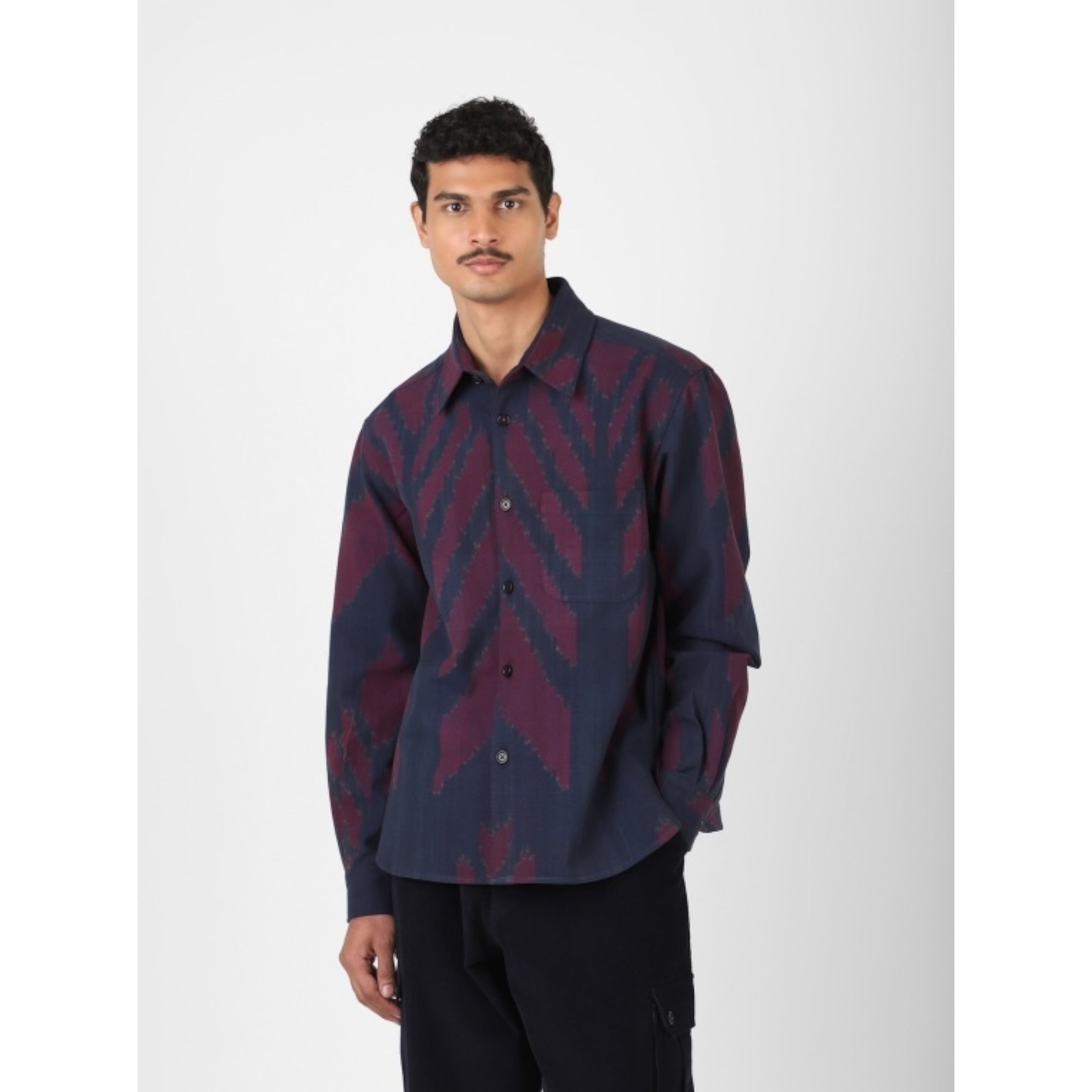 Kardo Luis Shirt Ikat navy/eggplant