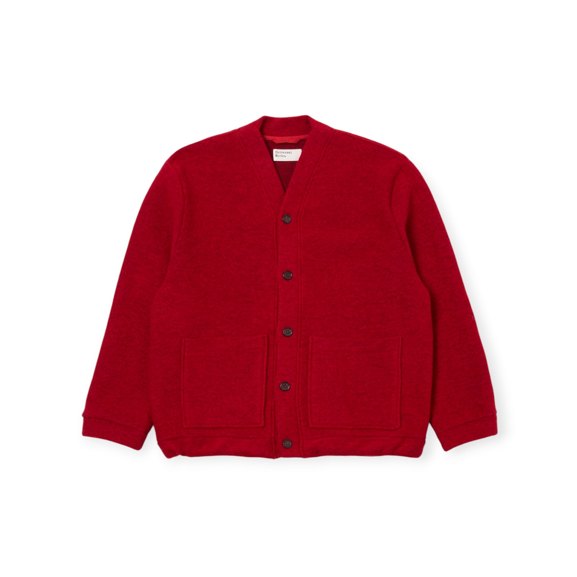 Universal Works Advance Cardigan Wool Fleece red