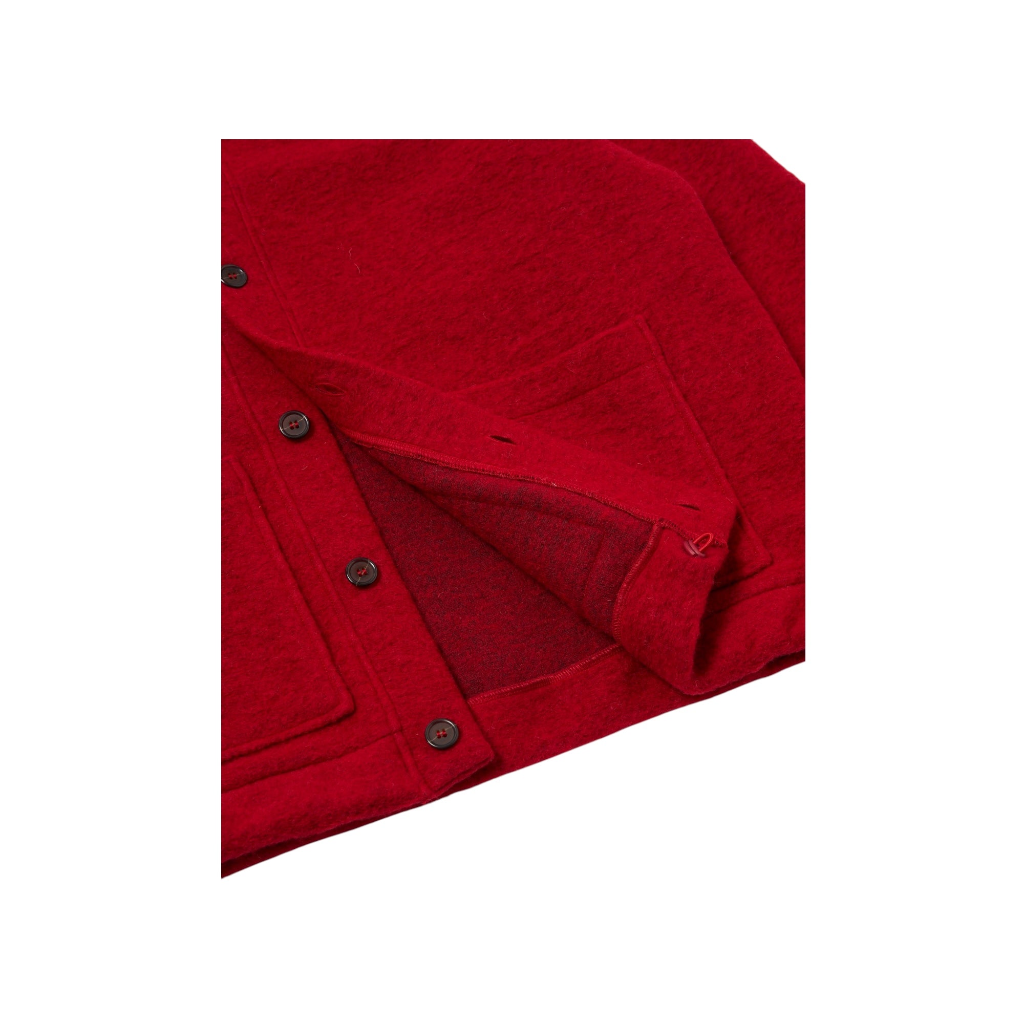Universal Works Advance Cardigan Wool Fleece red