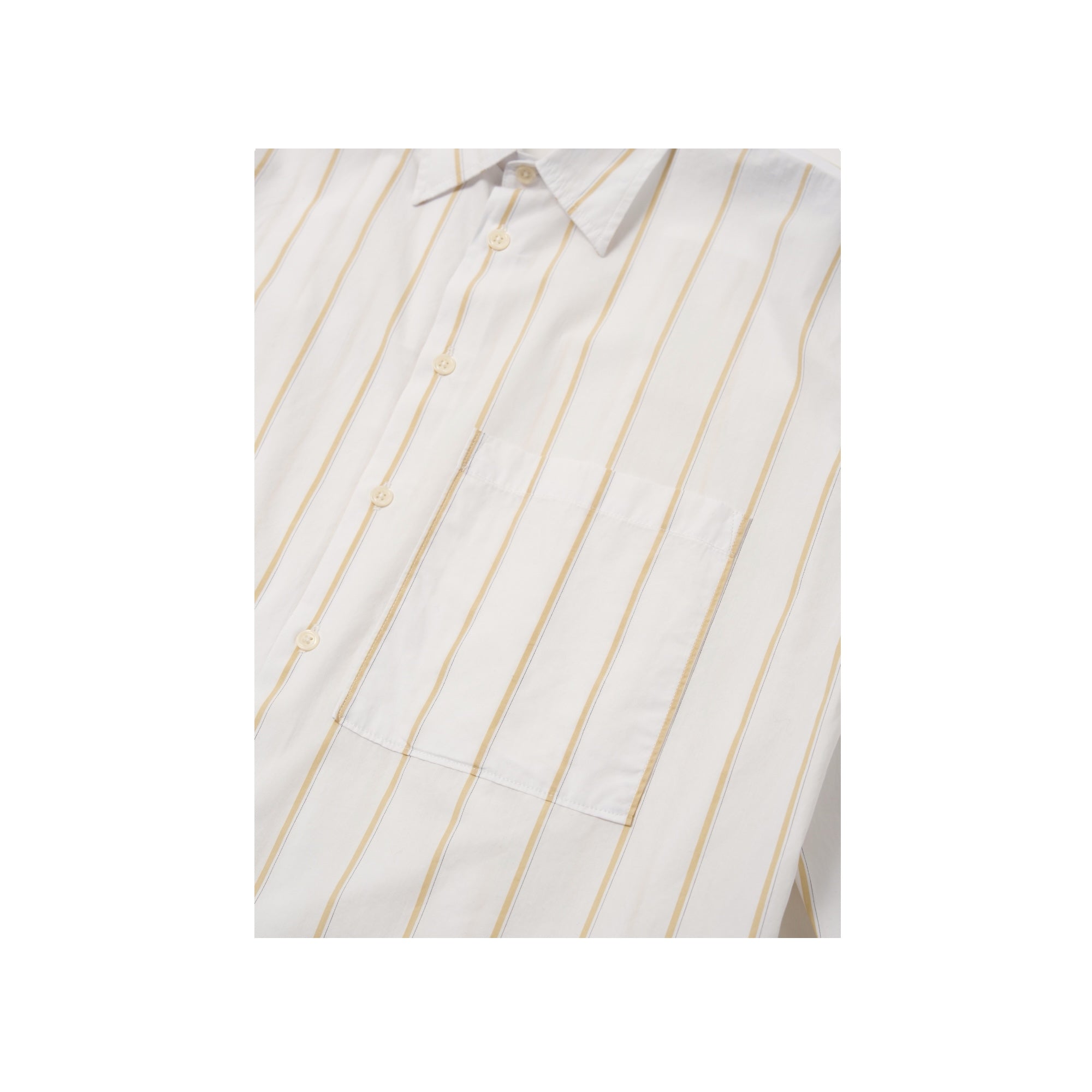 Universal Works Square Pocket Shirt Office Stripe white