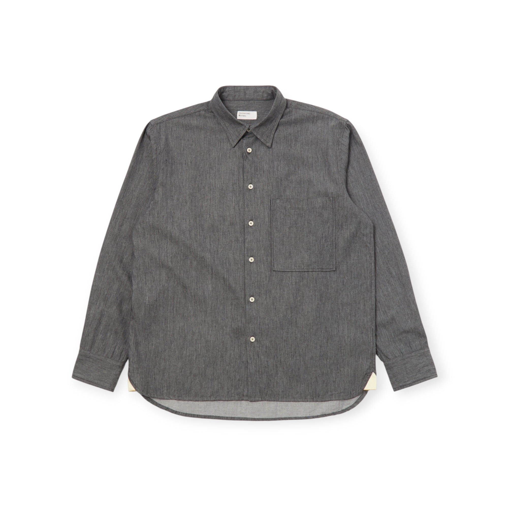 Universal Works Square Pocket Shirt Brushed Organic Cotton charcoal
