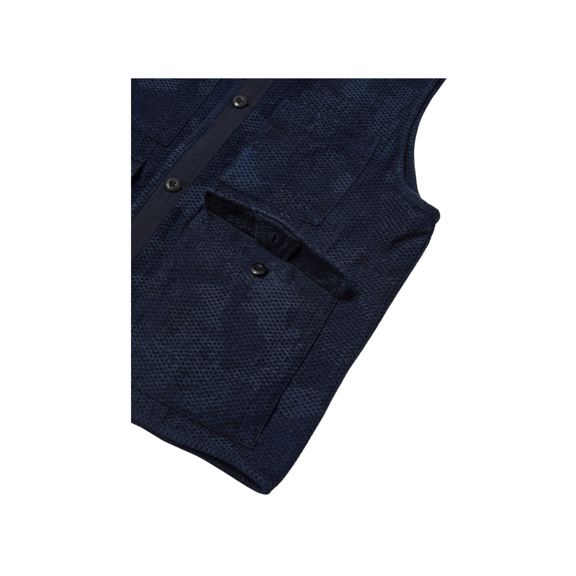 Universal Works 4 Pocket Gilet Denim Camo black/indigo