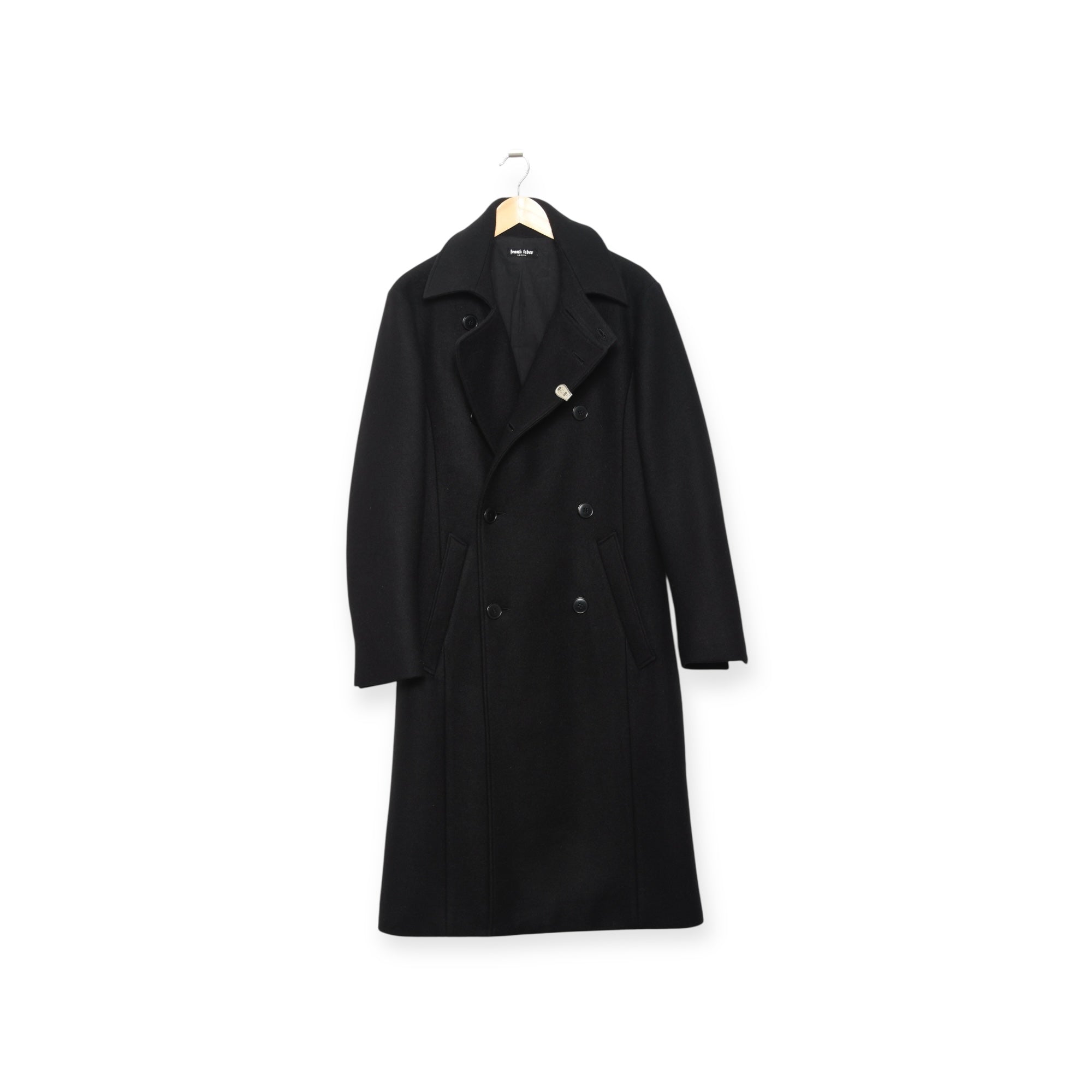 Frank Leder Wool Officer's Coat with Vintage Metal Clip black