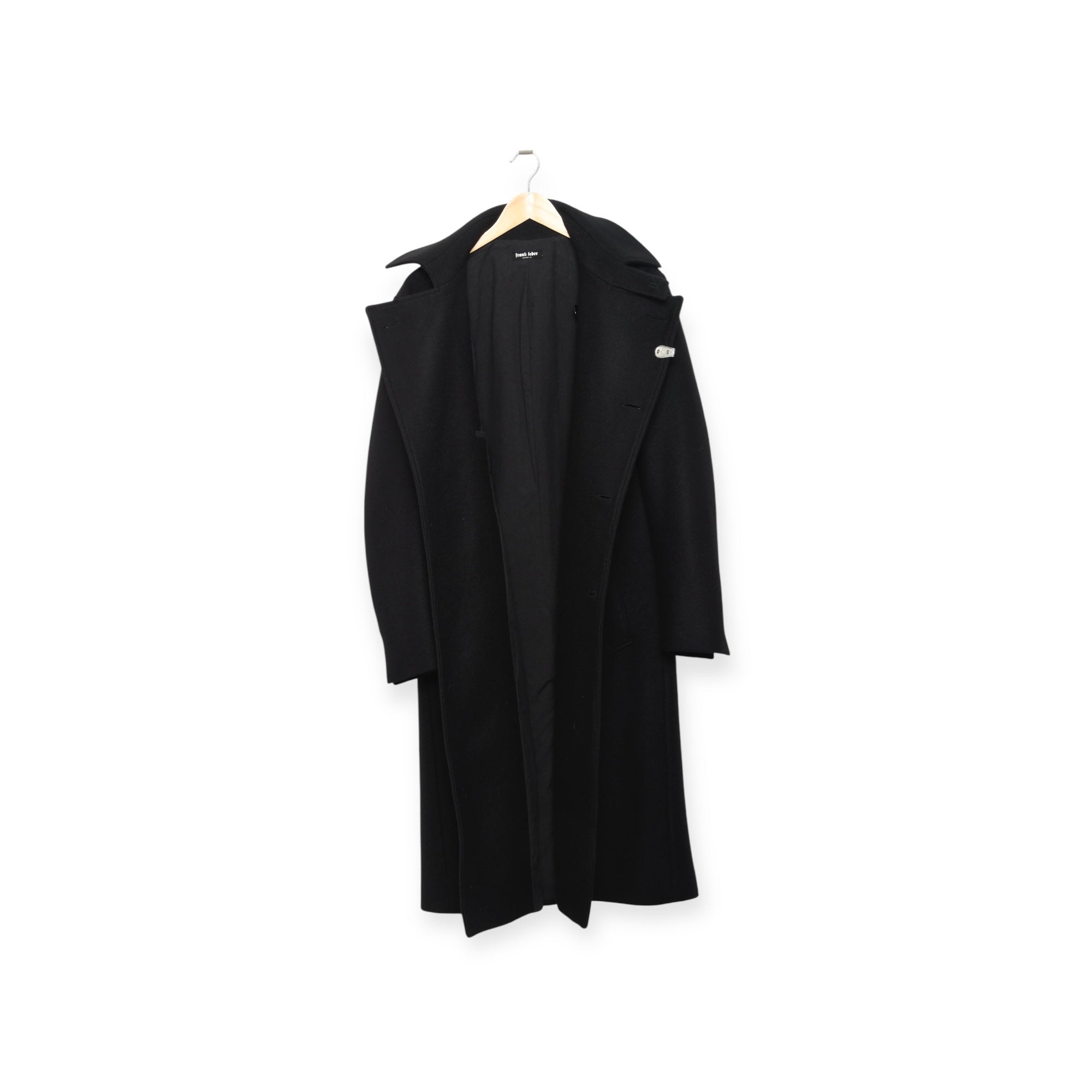 Frank Leder Wool Officer's Coat with Vintage Metal Clip black