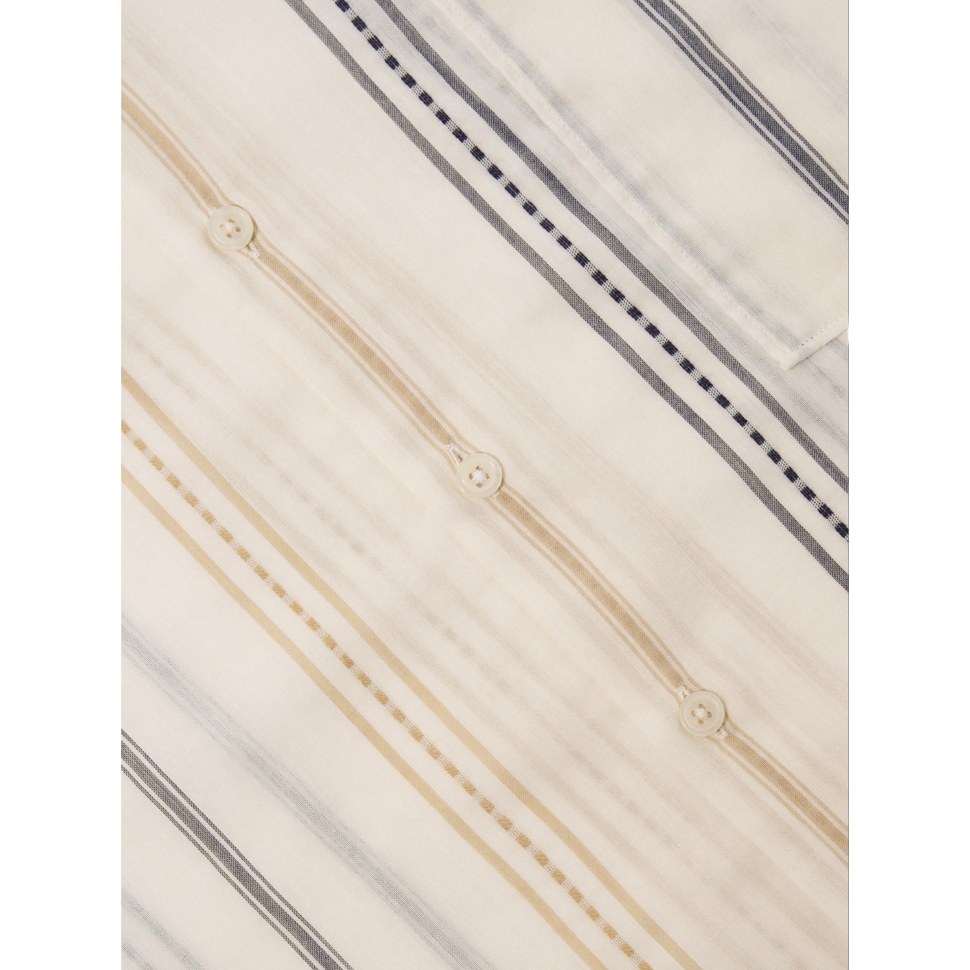 Universal Works Square Pocket Shirt Hendrix Stripe ecru/navy/sand stripe