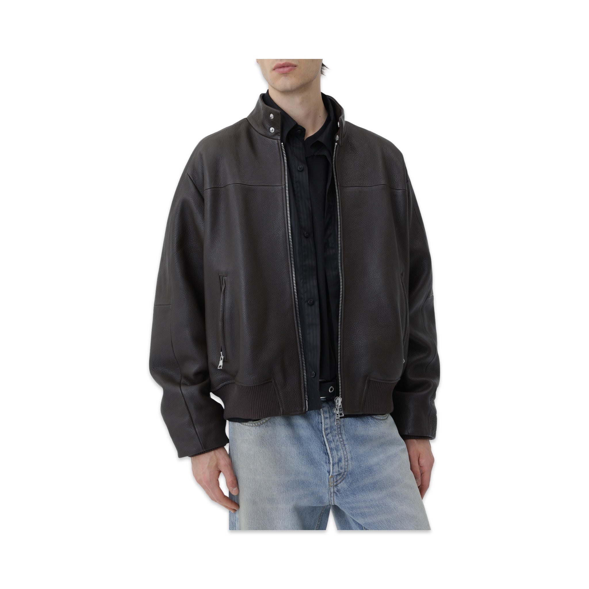 Won Hundred David Leather Bomber coffee bean