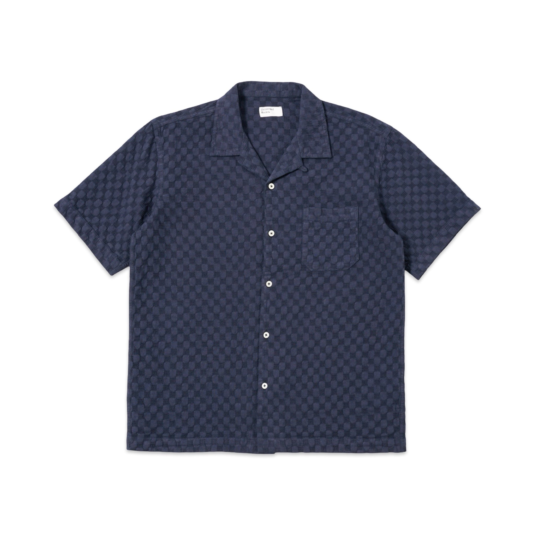 Universal Works Road Shirt Dot Waffle navy