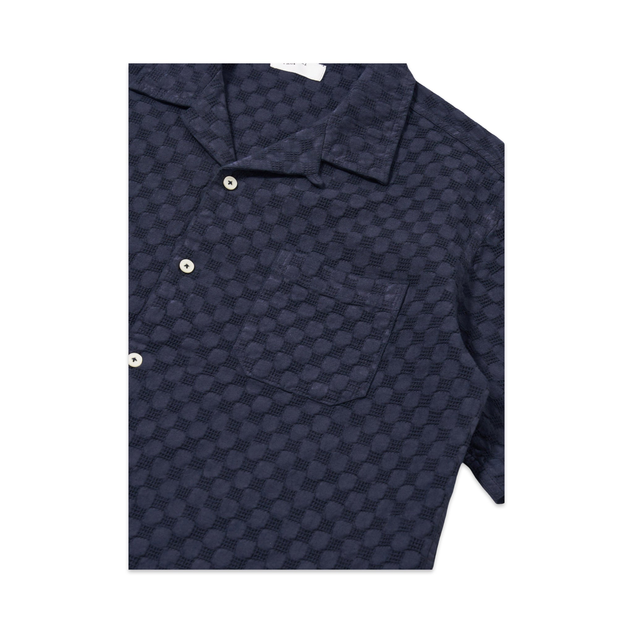 Universal Works Road Shirt Dot Waffle navy