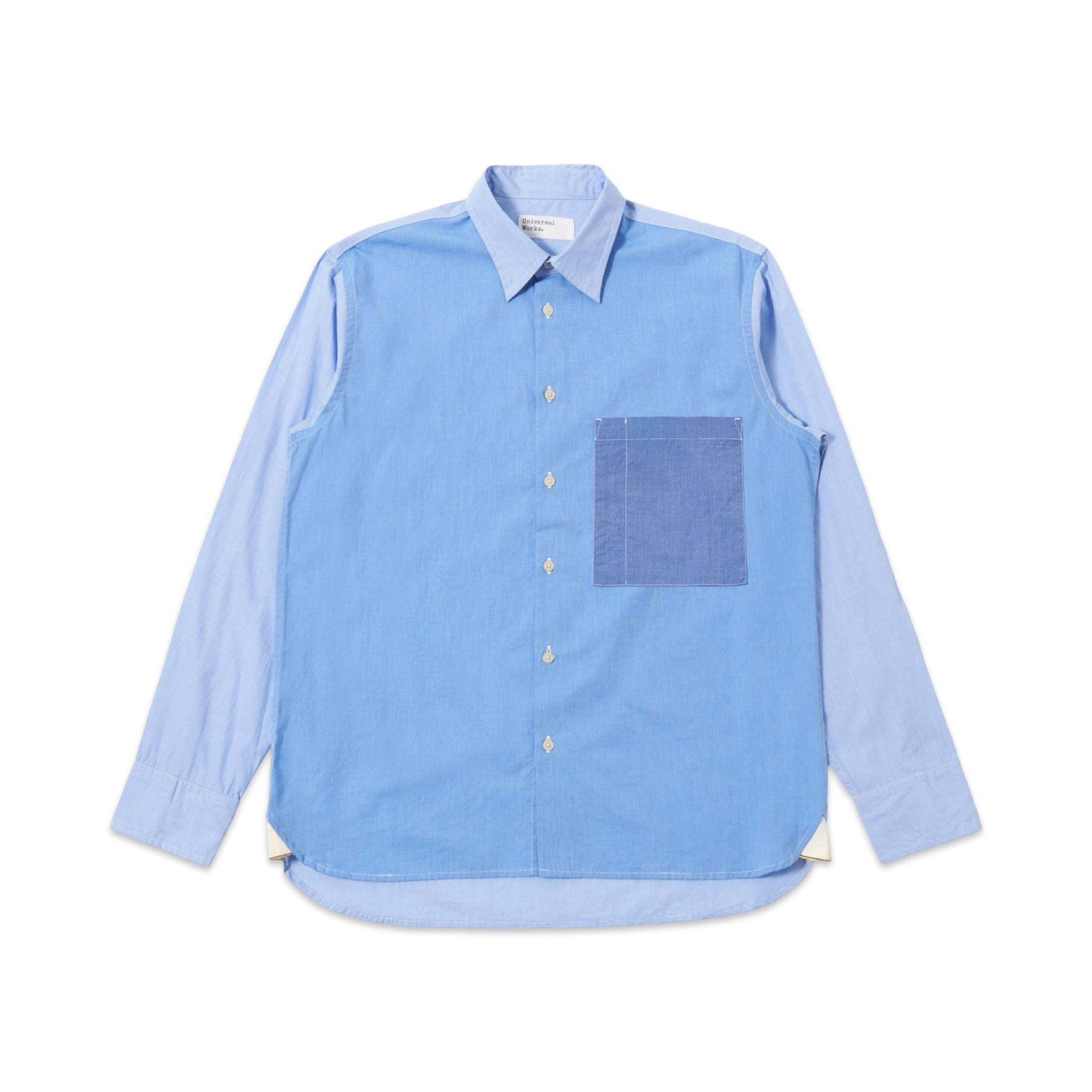 Universal Works Mixed Square Pocket Shirt Fil a Fil sky/blue
