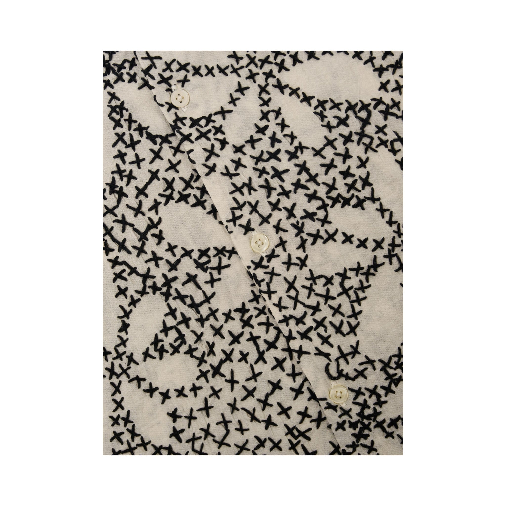 Universal Works Road Shirt Kantha Flower ecru/black