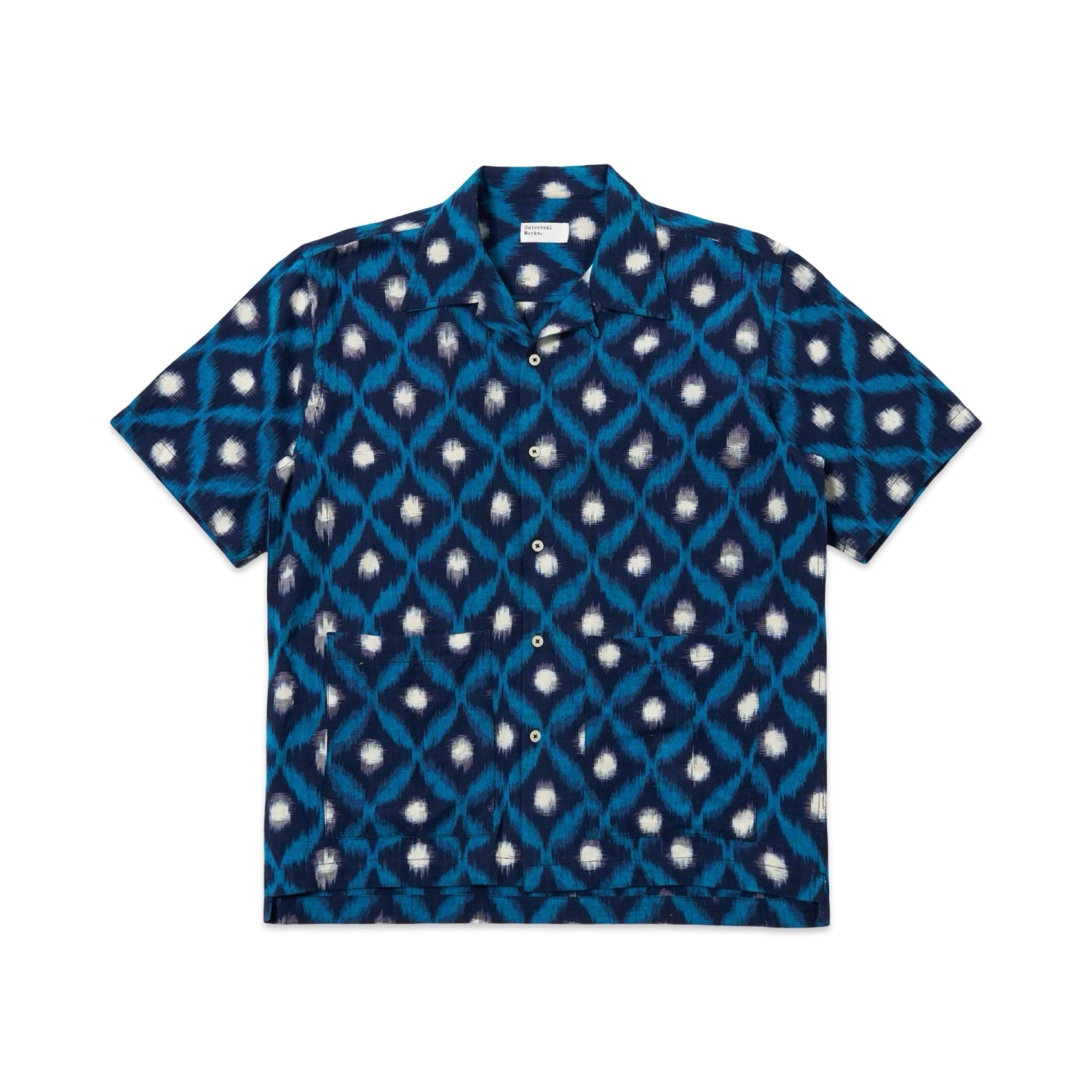 Universal Works Deck Shirt Diamond Ikat indigo