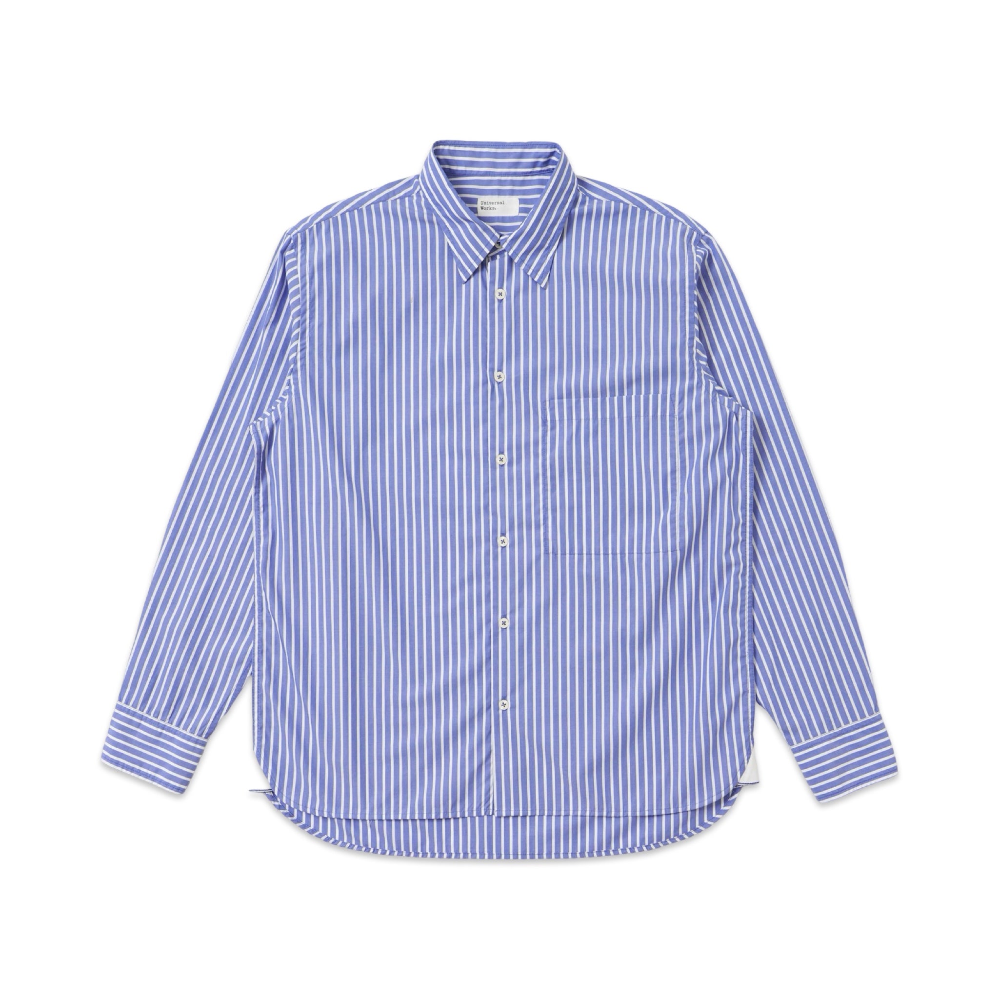 Universal Works Square Pocket Shirt Cotton Stripe blue/white