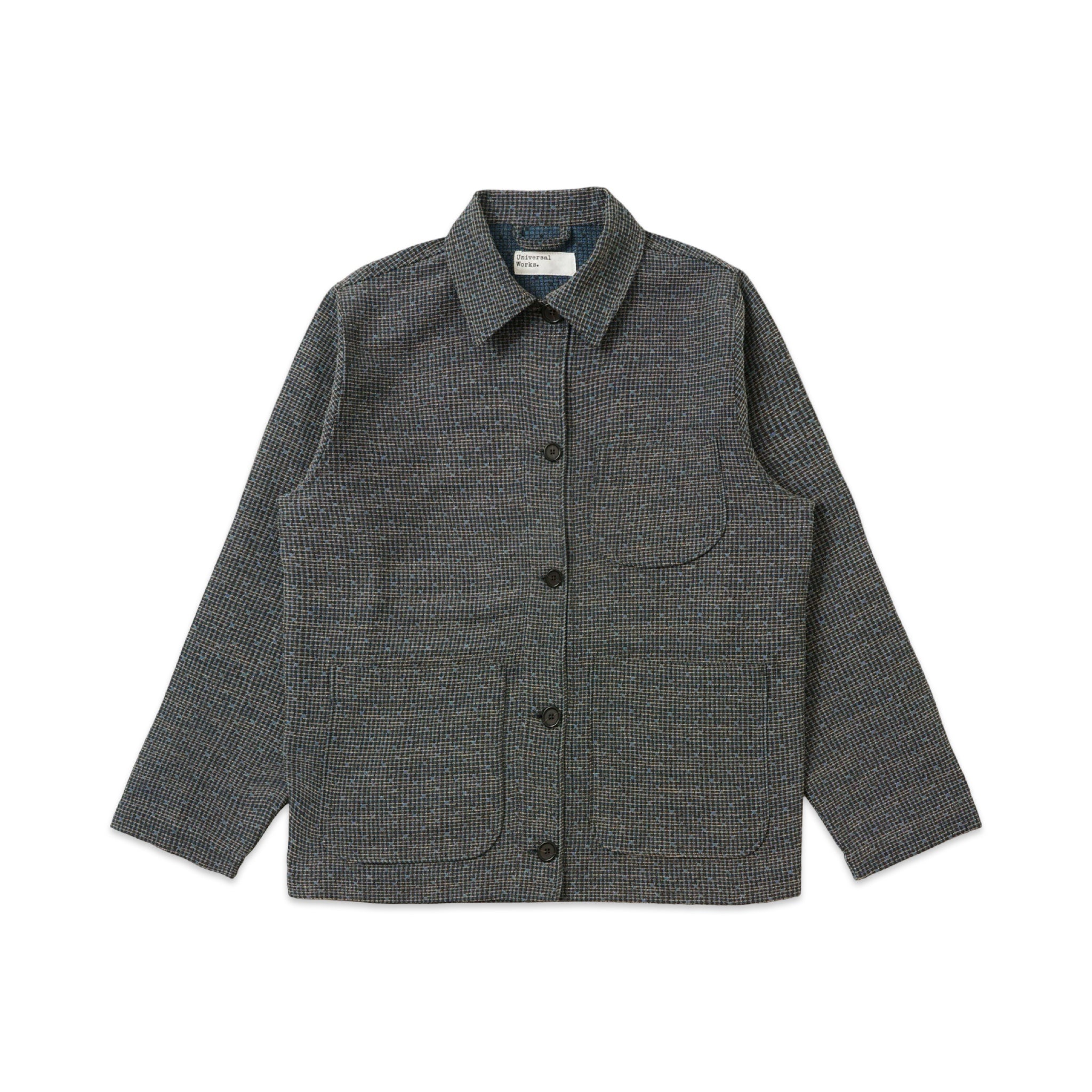 Universal Works Field Jacket Jacquard Weave grey/blue