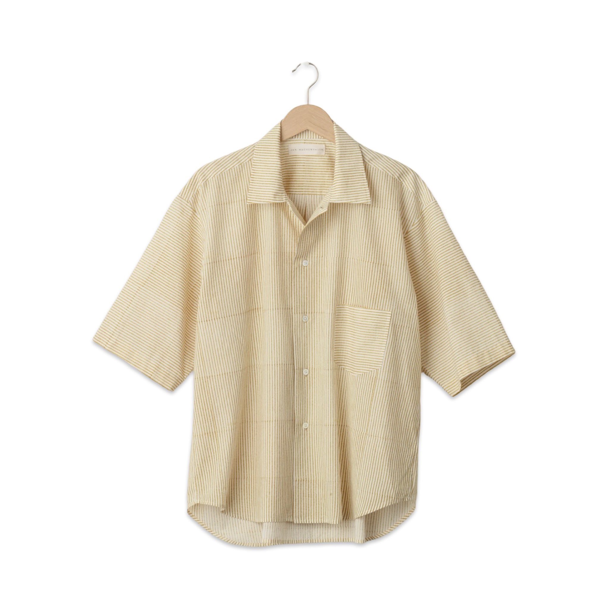 Jan Machenhauer Fred Oversize Shirt Stripe Block Print ocra