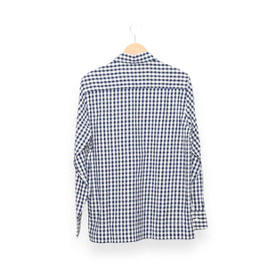 Universal Works Pullover LS Shirt gingham seersucker navy P28058