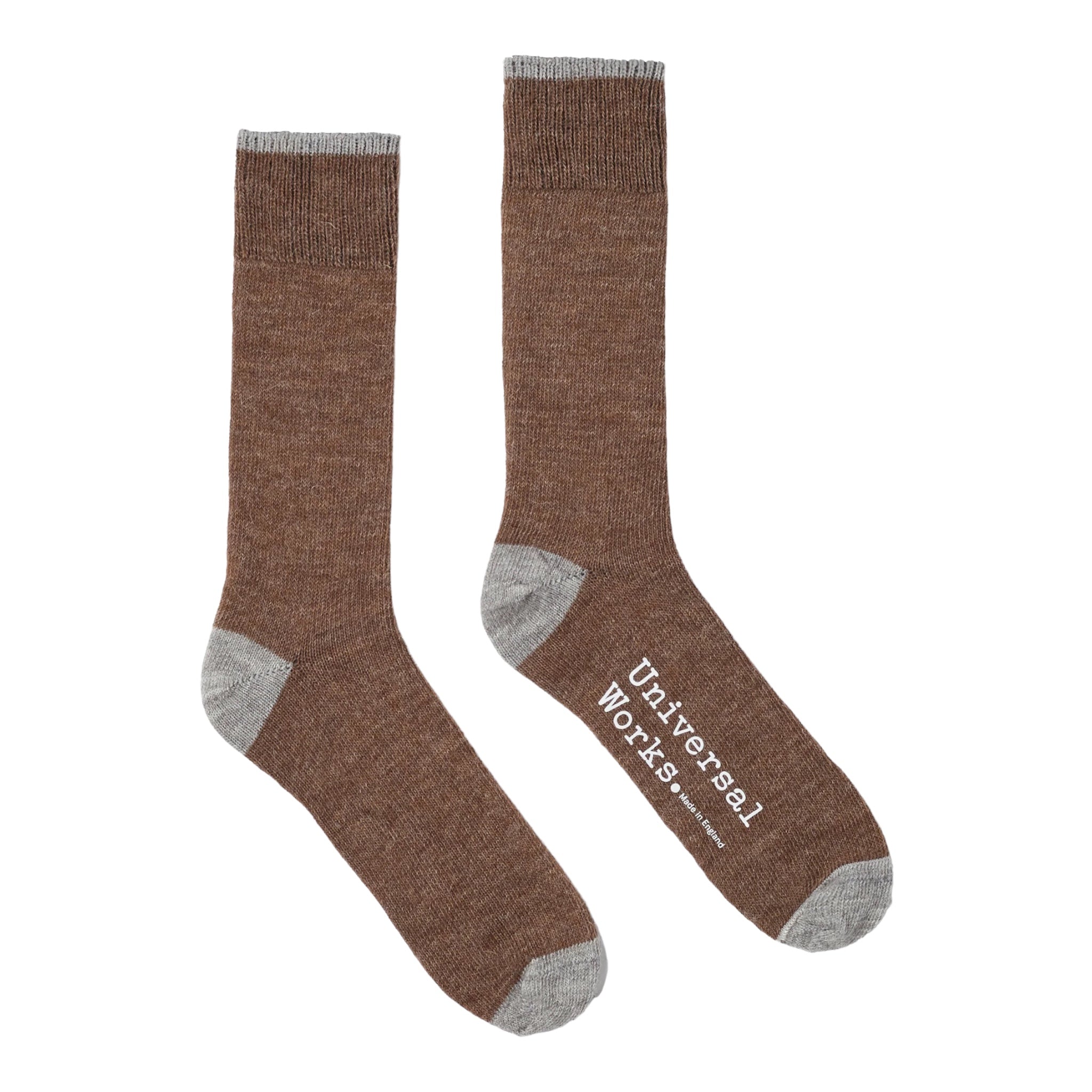 Universal Works Alpaca Sock brown 15336